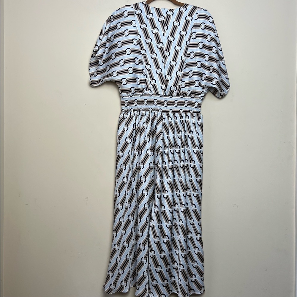 ANN TAYLOR Chain Print Midi Dress in Gray Smoke - Picture 7 of 9